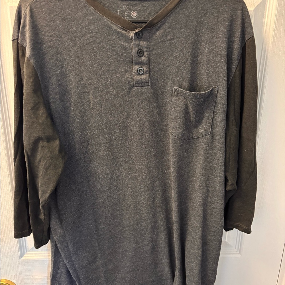 On the Byas Gray Half Sleeve Henley Tee